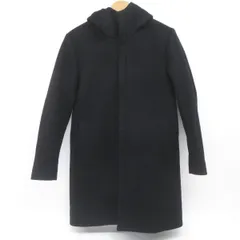 EDIFICE エディフィス ウール フーデッドコート 16-020-300-1020-3-0 Sサイズ ブラック ※中古