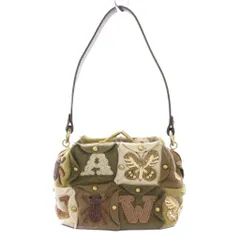 ジャマンピュエッシュ JAMIN PUECH ハンドバッグ がま口 スパンコール ビーズ 刺繍 カーキ /TK