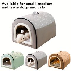 1pc 暖かい密閉型犬用ベッド 四季ユニバーサル犬小屋 取り外し可能で洗えるペット用睡眠ベッド