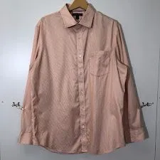 BANANA REPUBLIC バナナリパブリック 長袖シャツ ストライプ柄 ボタンダウン コットンシャツ  CHINA製 メンズ L　オレンジ