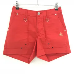 ルコックゴルフ ショートパンツ レッド ロゴゴールド レディース 9 ゴルフウェア le coq sportif