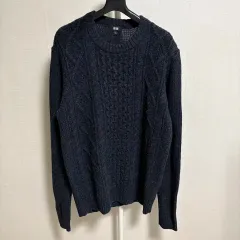 UNIQLO(ユニクロ) Fisherman(フィッシャーマン) ケーブル ニット セーター ／ チャコールグレー L