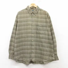XL/古着 長袖 フランネル シャツ メンズ 90s 大きいサイズ コットン ボタンダウン 緑系他 グリーン チェック 25mar12 中古 トップス