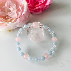 N15.アクアマリン☆ローズクォーツ☆水晶☆パワーストーンブレスレット