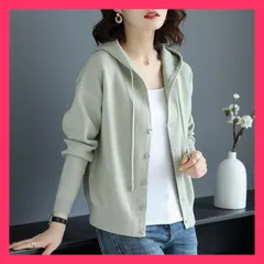 ★売れ筋★ パーカー レディース 春 夏 秋 ニットカーディガン トレーナー フード付き 長袖 秋服 秋冬 ジッパー カットソー 着痩せ 羽織 カジュアル ゆったり 体型カバー