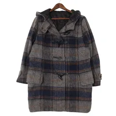 COACH コーチ ウール ダッフルコート チェック グレー (レディース M) 中古 古着 A2162のサムネイル