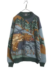 【お得なクーポン配布中!】 90s ウィリス&ガイガー デザイン ニット セーター メンズ XL オールド ウール 手編み ハンドメイド アウトドア アニマル 絵柄 大きいサイズ