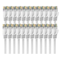 【人気商品】フラットタイプ ランケーブル CAT6準拠 有線lanケーブル RJ45コネクタ 有線ケーブル フラットケーブル サーバー 5本 業務用 家庭用 0.5m カテゴリ6 (0.5m LANケーブル 5本 ホワイト)