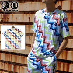 【サイズ選択可】ネスタブランド メンズ 水陸両用 半袖Tシャツ UVカット 吸汗速乾 カラーシェブロン総柄 222NB1010 新品【NESTA BRAND正規販売店】