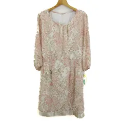 アリスバーリー ワンピース 長袖 未使用 ブランド トップス レディース ELサイズ ベージュ×ピンク Aylesbury