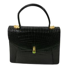 ハンドバッグ　ショルダーバッグ　クロコダイル2WAYハンドバッグ  　黒　ブラック　レディース　2WAY
