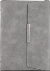 ENN LLC システム手帳 A5 薄型 6穴リング リフィル付き ノート PUレザー 三つ折り( グレー)