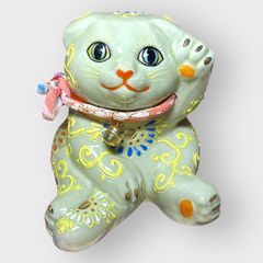願いが叶う】【病除け 厄除け】招き猫 薄緑色 スコティッシュ