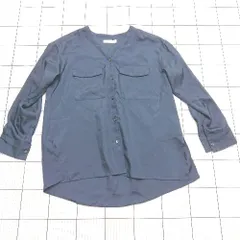 ◇ ⊇ UNITED ARROWS ユナイテッドアローズ カジュアル系 長袖 ノーカラーシャツ サイズ表記なし ネイビー系 レディース E  【1508250014642】
