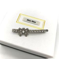 MIUMIU リボン　ヘアピン　ラインストーン MIUMIU ミュウミュウ ヘアピン リボン ラインストーン りぼん