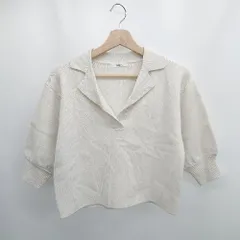 ◇ ⊂ MURUA ムルーア ハーフスリーブニット 五分袖 ポロシャツ サイズフリー ライトベージュ系 レディース E  【1506130012429】