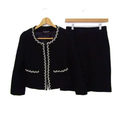 ストロベリーフィールズ セットアップ 上下セット ノーカラージャケット スカート レディース ﾌﾘｰサイズ 黒 STRAWBERRYFIELDS 【中古】