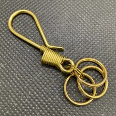 カラビナツリバリフック コイル巻き ゴールド 真鍮製 キーリング ブラス