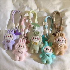 ラブブ風 ぬいぐるみストラップ スマホストラップ 携帯ストラップ キーホルダー 推し活グッズ バッグチャーム 手持ちストラップ かわいい 落下防止 labubu