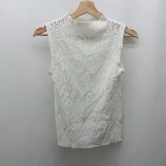 ◇ ⊂ SAISON DE PAPILLON クルーネック　無地　シンプル　クール ノースリーブ Tシャツ サイズF ホワイト系 レディース E  【1505290014632】