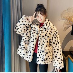 韓国ファッション フェイクファーコート レオパード柄 ヒョウ柄 - メルカリ