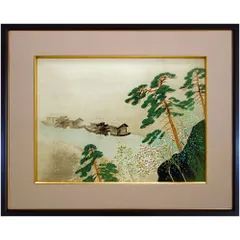 未使用品】川合玉堂暮春の雨陶板画【限定250部内 第247番】