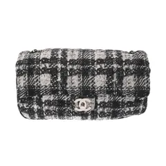 シャネル  ツイード柄 チェーンショルダー 黒/白  レディース  ナイロン ショルダーバッグ