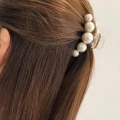 【普通郵便発送】 【在庫限り】パールバレッタ パール(S) シンプル オフィス ヘアアクセ ヘアアクセサリー