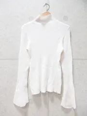 GRL グレイル ハイネックベルスリーブリブニットトップス 長袖 無地 ホワイト Mサイズ k9064b