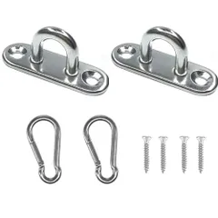 ZOYUBS パッドアイ アイプレート 長方形パッドアイ 長方形アイプレート ステンレスループ マッチングネジ 壁掛け式 パッドアイ 天井吊り下げ用 304ステンレス鋼 ステンレスループ フック アイ耐久性壁/天井マウントフック 天井フック U型 固定 金具