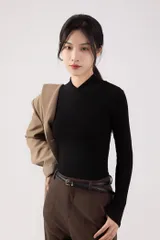 Tシャツ レディース インナーシャツ 微起毛 長袖 インナー Vネック カットソー 厚手 暖か 防寒 トップス スリム 無地 秋 冬 通勤 通学 シンプル カジュアル ファッションqdfs571