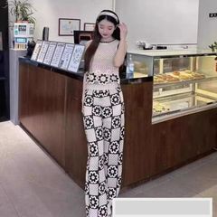 スカート ロング 春 韓国 フレアスカート 黒 ハイウエスト A