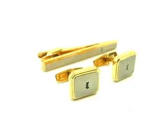 YVESSAINTLAURENT イヴサンローラン カフスボタン カフリンクス ネクタイピン アクセサリー 2点セット ゴールド系×シルバー系 DJ4006