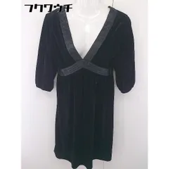 ◇ green label relaxing UNITED ARROWS Vカットネック ベロア 長袖 膝丈 ワンピース ブラック レディース  【中古】 【1112270006541】