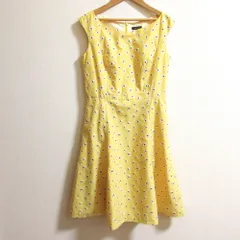 美品 TOCCA トッカ フラワー刺繍 ノースリーブワンピース サイズ2 イエロー レディース 古着 中古 USED
