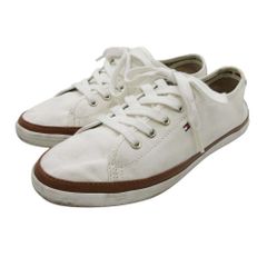 TOMMY HILFIGER トミーヒルフィガー スニーカー キャンバス ローカット シューズ 靴 37/23.5 ホワイト whisper white XWO01594 レディース 古着 中古 USED