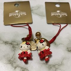 キティ　根付　ストラップ　ユニバーサル　スタジオ　ジャパン限定赤ドレス2007