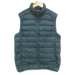 ユニクロ UNIQLO ULTRA LIGHT DOWN ジャケット ダウンベスト ミドル丈 スタンドカラー 総裏地 ジップアップ S ダークグリーン 緑 /FF5