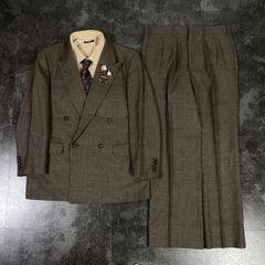 【BRITISH VINTAGE】英国ブランド BURBERRY バーバリー 5点セット セレモニー ダブルスーツ セットアップ 上下 ブラウン系 ホース刺繍ロゴ 成人式 卒業式 結婚式（ユーロピンズ＆バーバリーシャツ＆ネクタイ おまけ）No.51