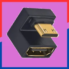 【即日発送】1パック プロジェクター用 カメラ LEDライト付き 48Gbps 180度アダプター HDMIメスアダプター ミニHDMIオス U字型 8K Duttek