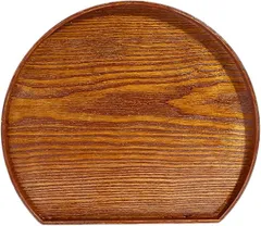 Chicer 半月盆 お盆 トレー 木製 おしゃれ 天然木 シンプル 和風 軽量 カフェ 配膳 来客用(ブラウン,  少人数用サイズ 32x28cm)