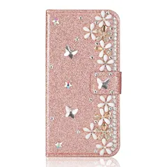 OYIME iphone 13 / iphone 14 ケース 手帳型 おしゃれ お花 蝶々 デザイン かわいい きらきら デコ 女子 女性向け きれい 優雅 カバー 横開き マグネット カード収納 耐衝撃 滑り防止 スマホケース ハンドメイド アィフォン 0