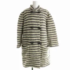 クリスチャンディオール Christian Dior ヴィンテージ ダッフル コート ボーダー ミドル ハーフ 9 M グレー 白 ホワイト /DDのサムネイル