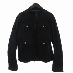 アルマーニ ジーンズ ARMANI JEANS ジャケット スタンドカラー ジップアップ レザー切替 M 黒 ブラックのサムネイル