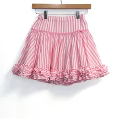 メゾピアノ スカート ストライプ柄 ボトムス キッズ 女の子用 140サイズ ピンク×ホワイト Mezzo Piano 【中古】