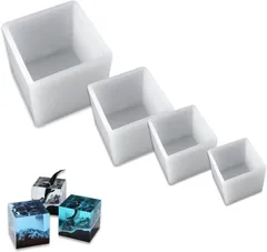Neutral Zenith レジン 型 シリコン モールド 正方形 四角 スクエア キューブ 抜き型 アクセサリー パーツ 作成 手作り クラフト ハンドメイド DIY 4個セット(ホワイト)