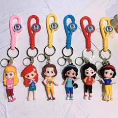 ［単品］Disney ディズニー プリンセス カジュアルver 白雪姫 ベル ムーラン ジャスミン アリエル オーロラ キーホルダー ストラップ 全6種