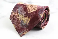 マリオヴァレンティノ ブランド ネクタイ 総柄 パネル柄 シルク PO メンズ ワインレッド MARIO VALENTINO 【中古】