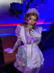 **【オシャレギャル必携】ミレニアル風デニムショルダーバッグ - グラデーションブルー & ピンクスター パンクY2Kスタイル 手提げ/斜め掛け兼用**