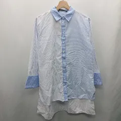 ◇ ⊂ ◎●未使用● ZARA ザラ バイカラー ストライプ 長袖 シャツ サイズS ブルー系 レディース E  【1411280005507】